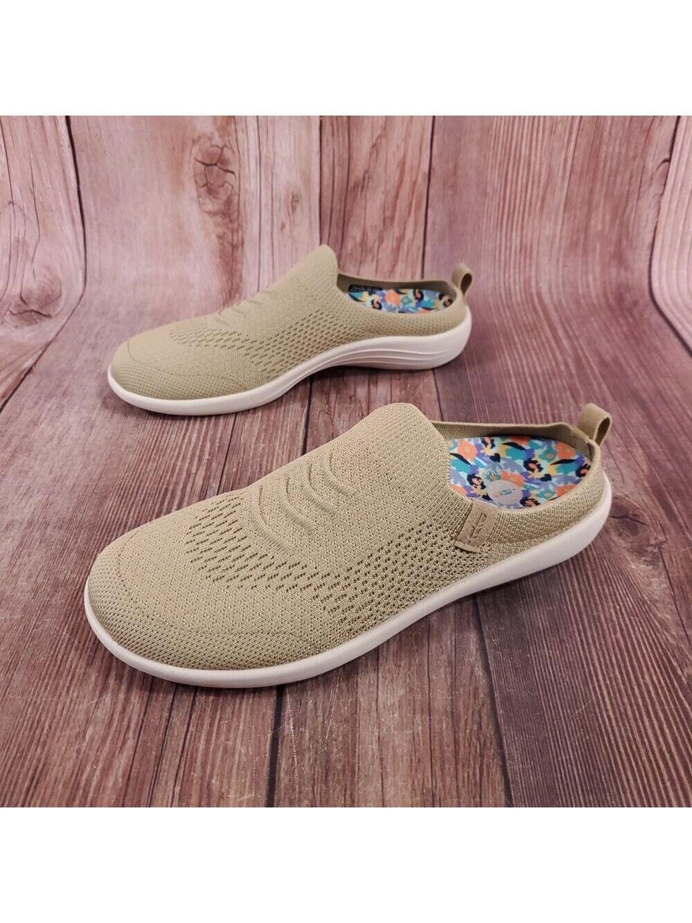Revitalign Womens Size 7.5 B Stella Knit Slip On Slides Mules Shoes Sesame